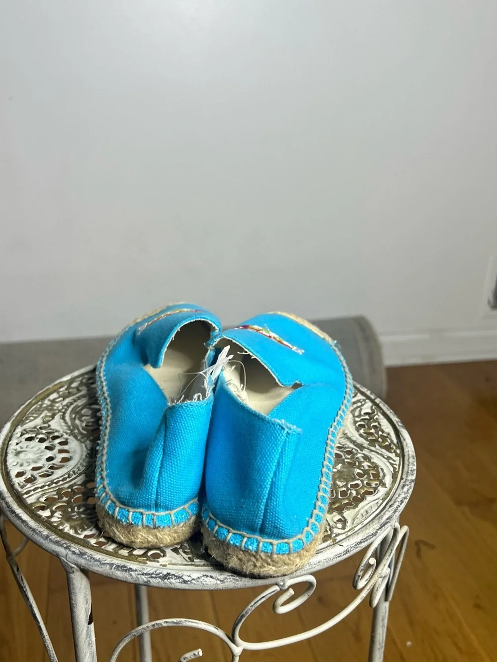 Talbots Bright Blue Fish Embroidered Espadrille Flats